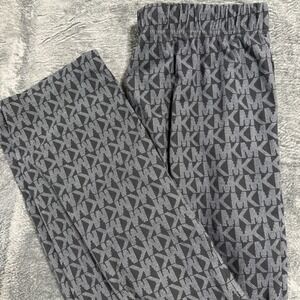 Michael Kors Lounge Pants Women Size Medium Black Monogram Logo MK